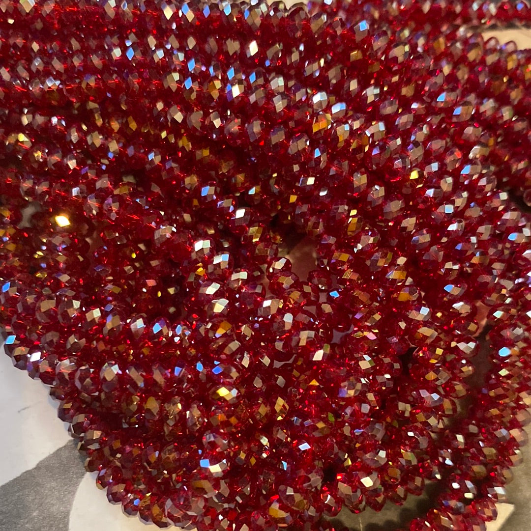 4mm Faceted Rondelle glass beads