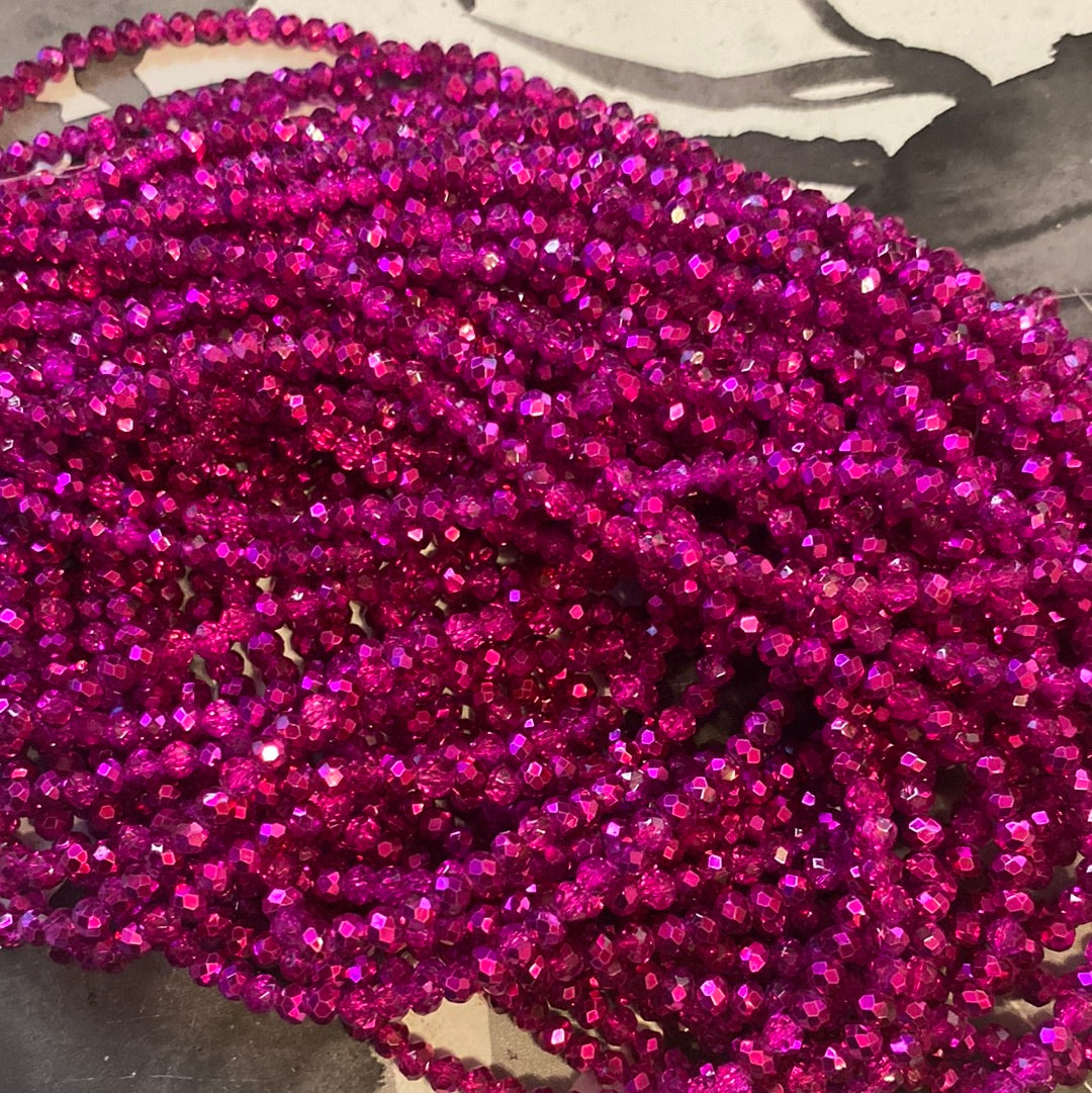 4mm Faceted Rondelle glass beads