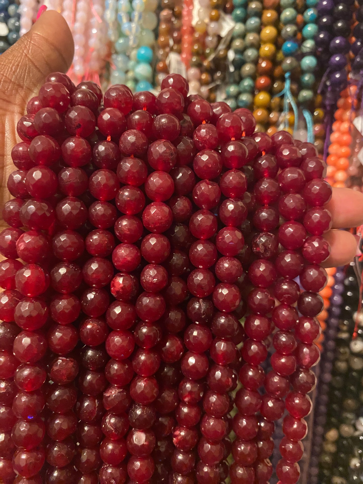 Red jade crystal Beads
