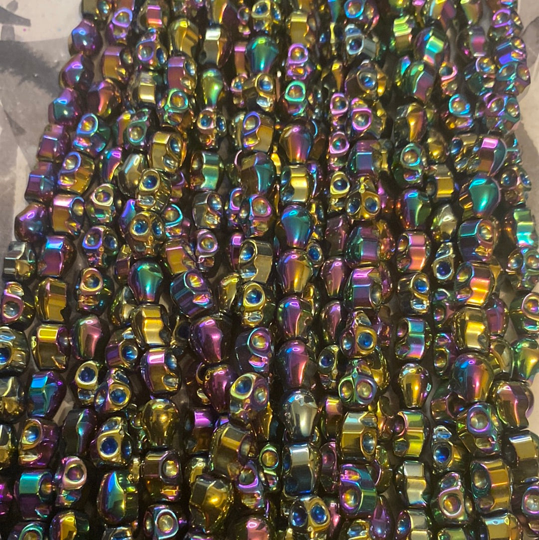Rainbow hematite skulls