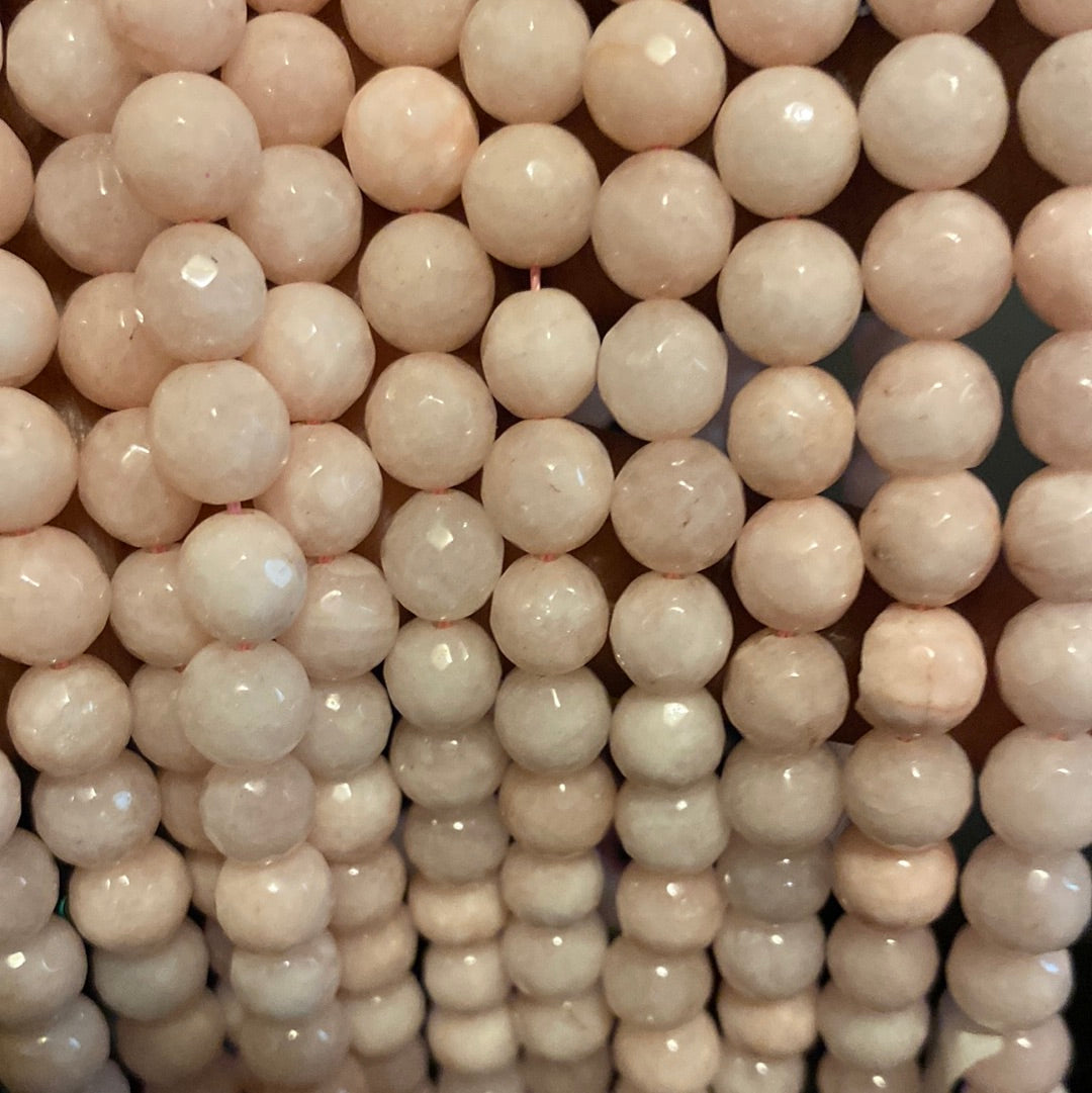 Pink white jade beads