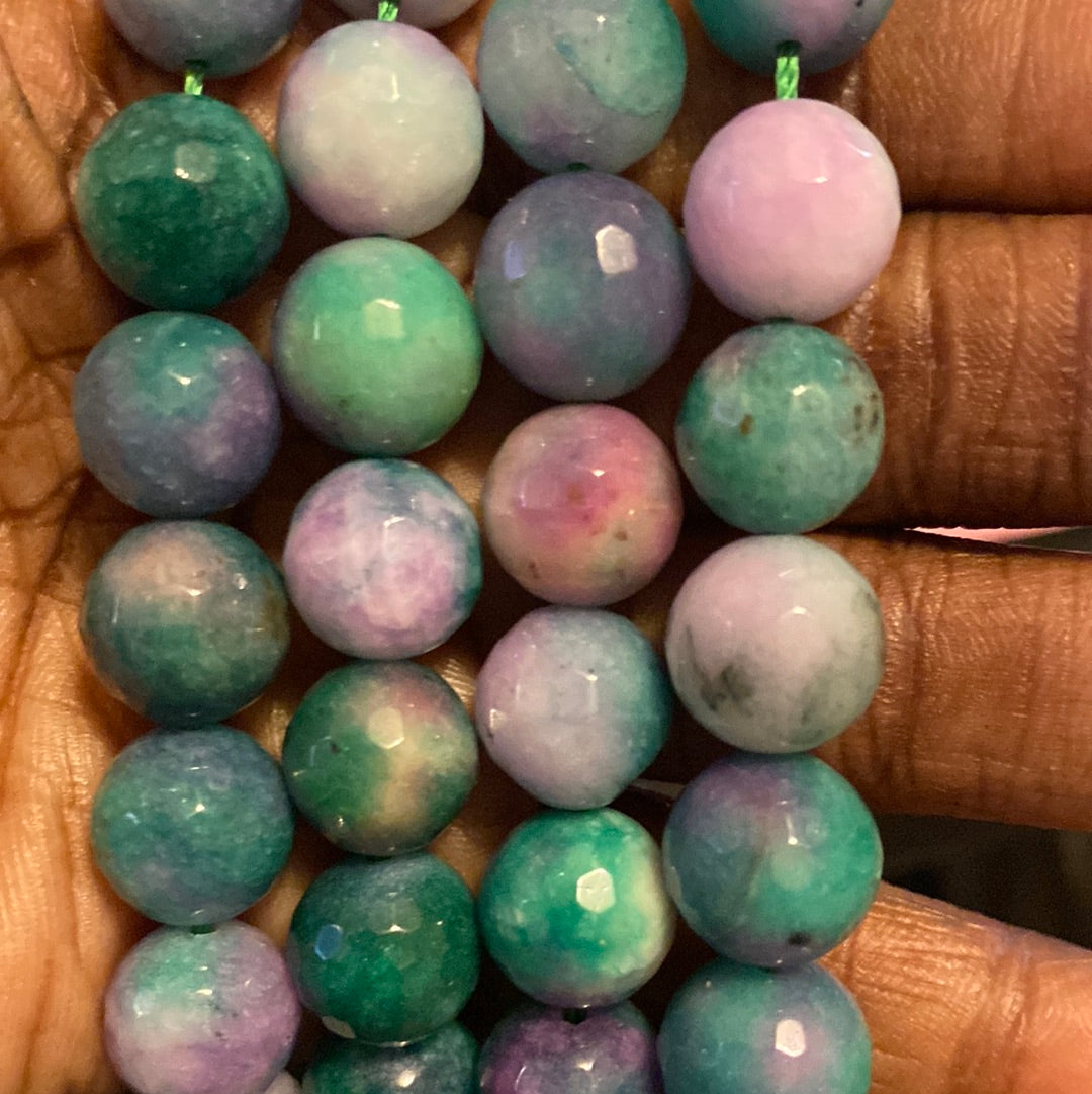 Green purple, agate beads