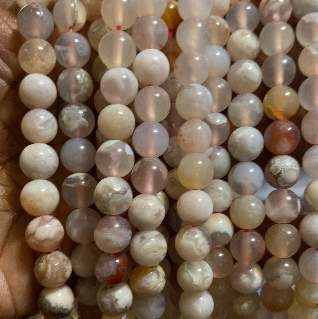 Pink Flower Agate beads