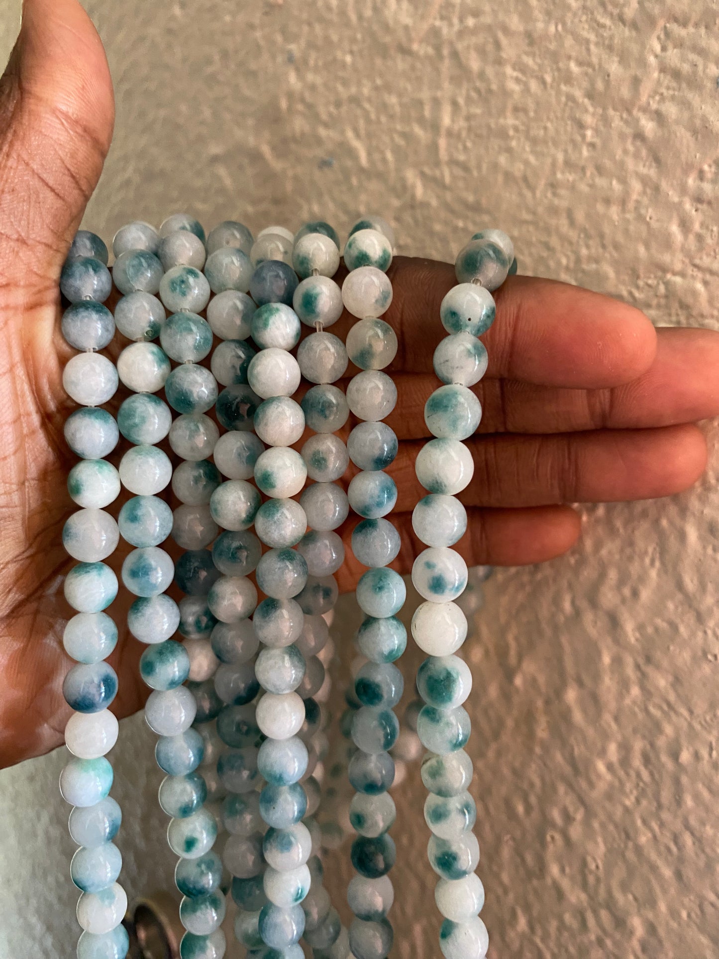 Green white beads