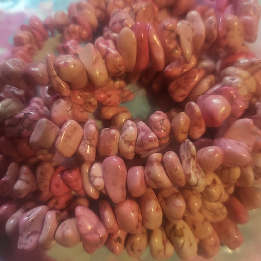 pink in white rock beads