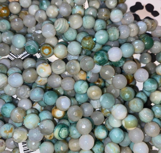 Light green, gray fire, agate, crystal beads