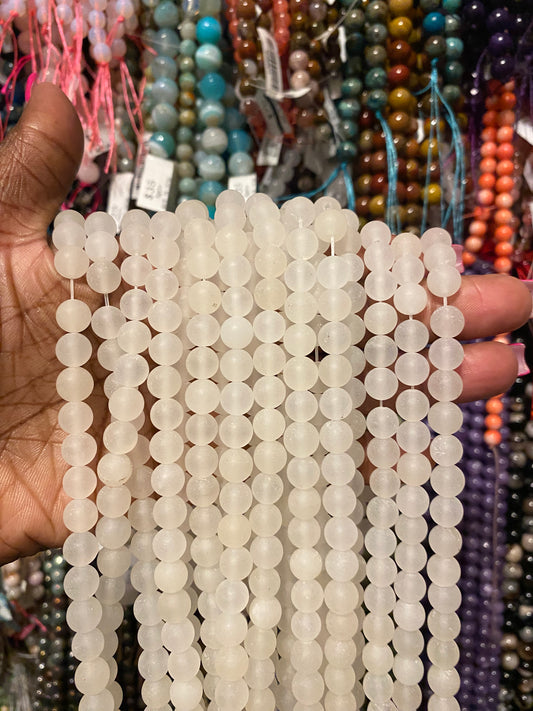 Frosted white jade8mm