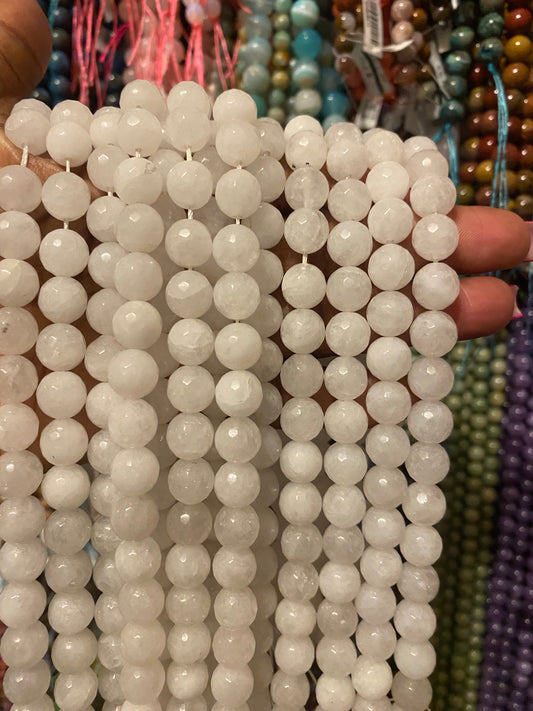 White jade crystal beads