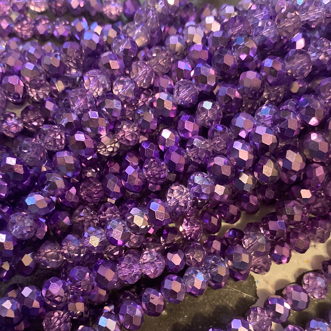 8mm Faceted Rondelle glass beads