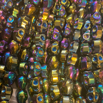 Rainbow hematite skulls