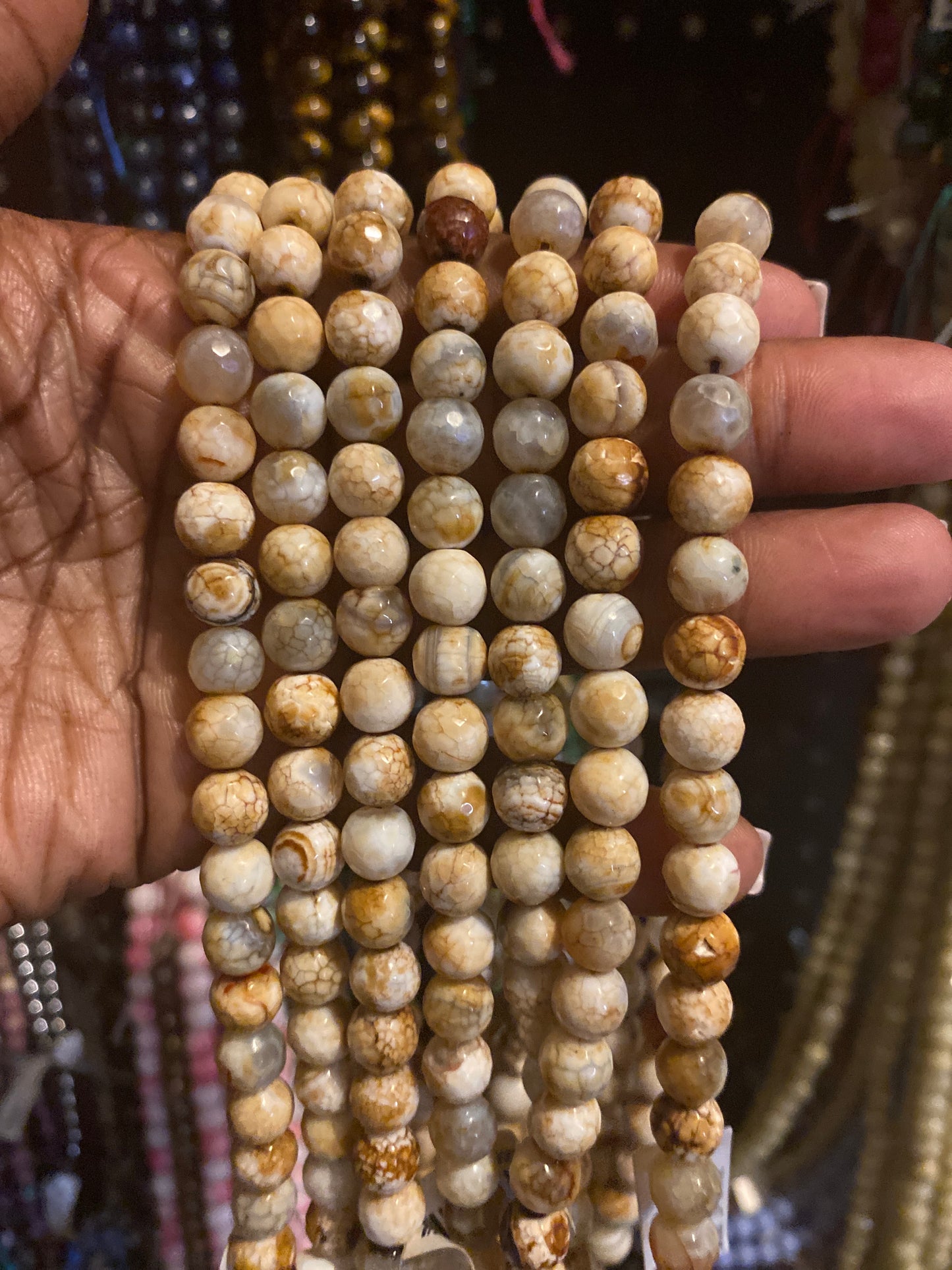 fire, agate, light brown crystal beads