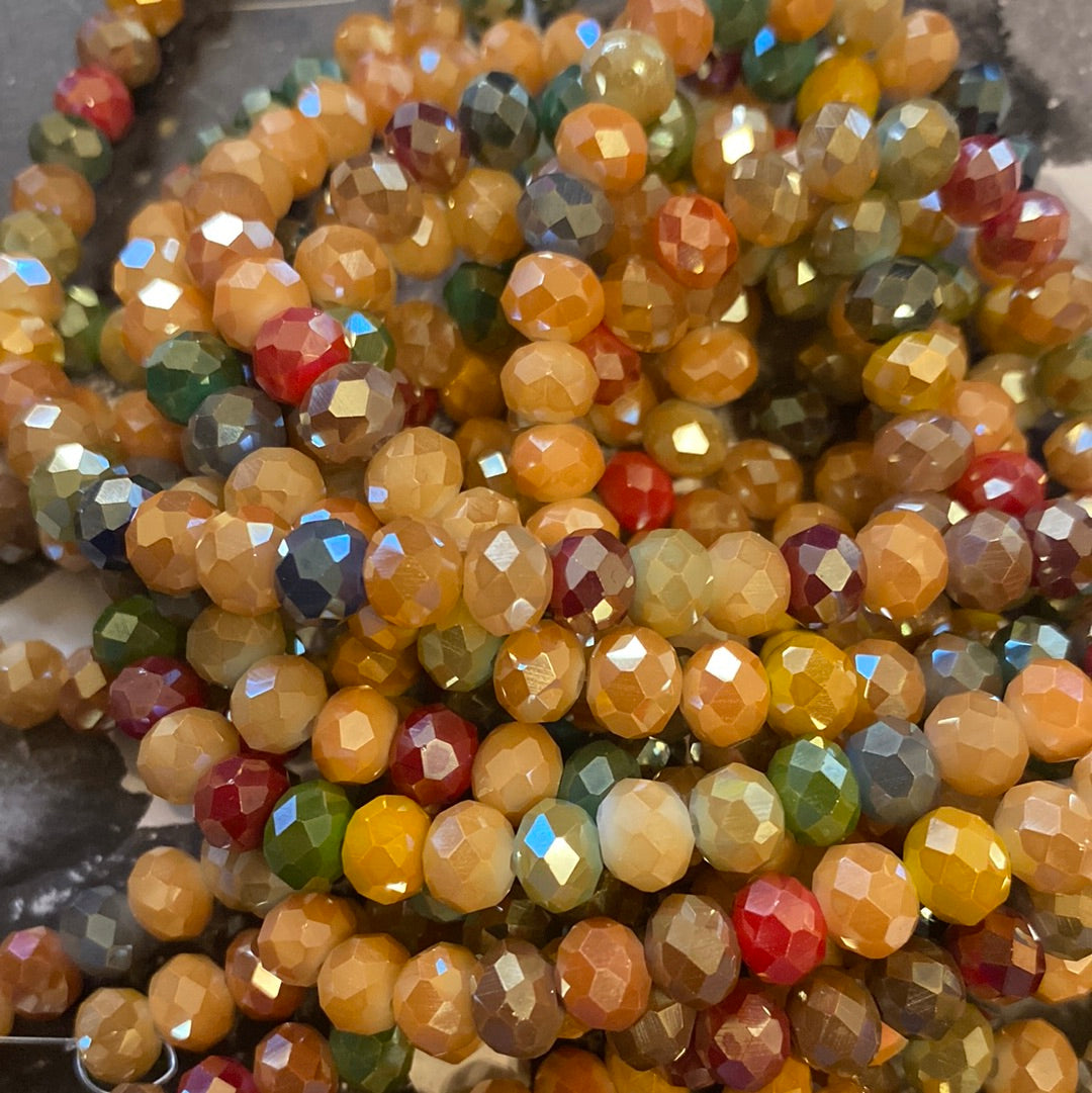 8mm Faceted Rondelle glass beads