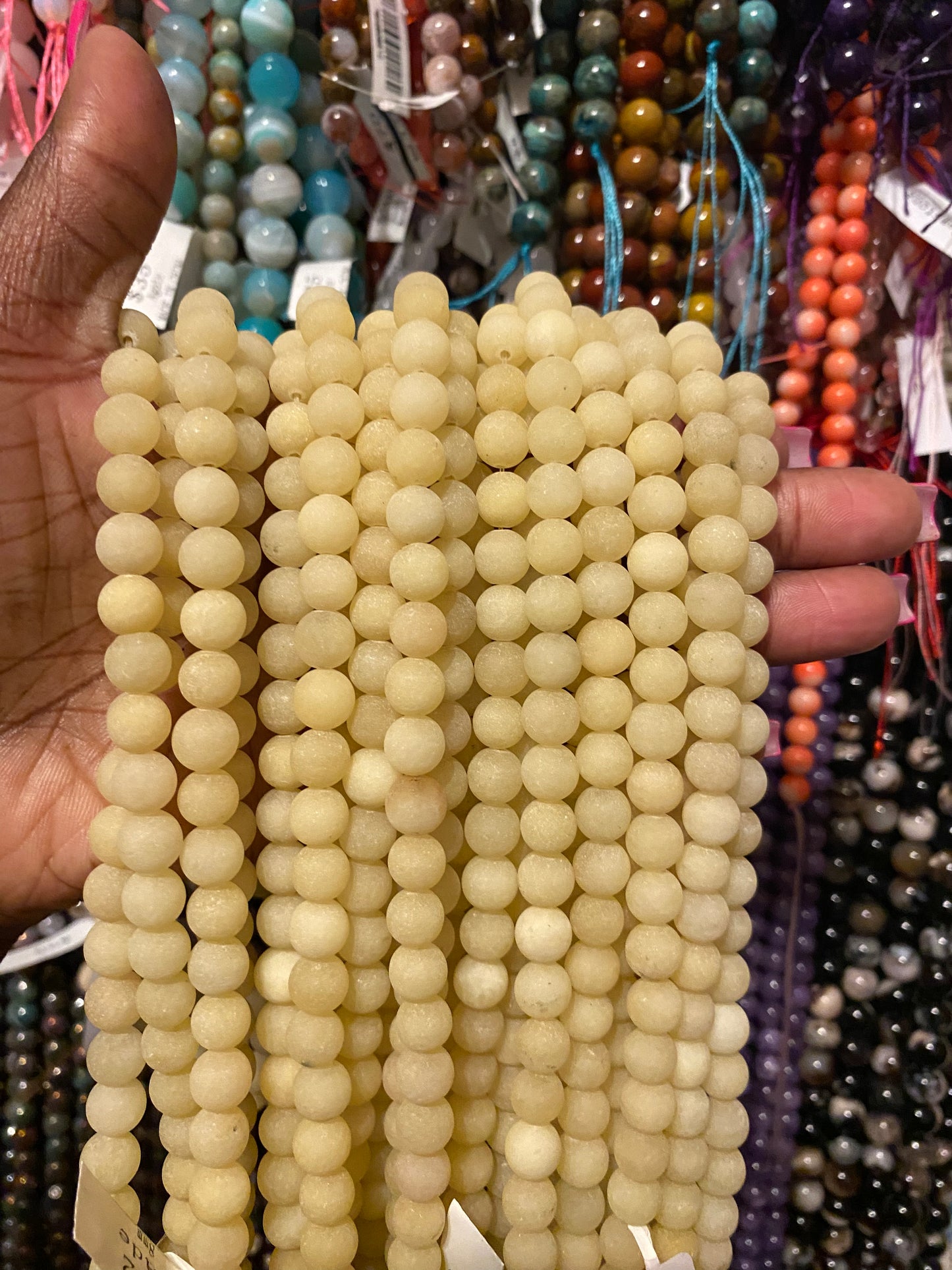 Frosted￼ yellow Jade8mm