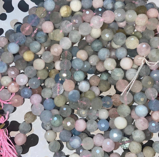 Morganite (rose beryl) crystal beads