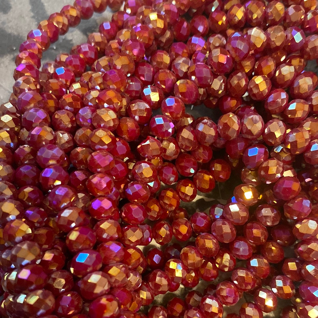 8mm Faceted Rondelle glass beads