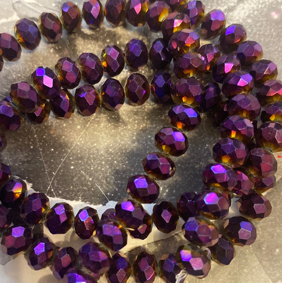8mm Faceted Rondelle glass beads