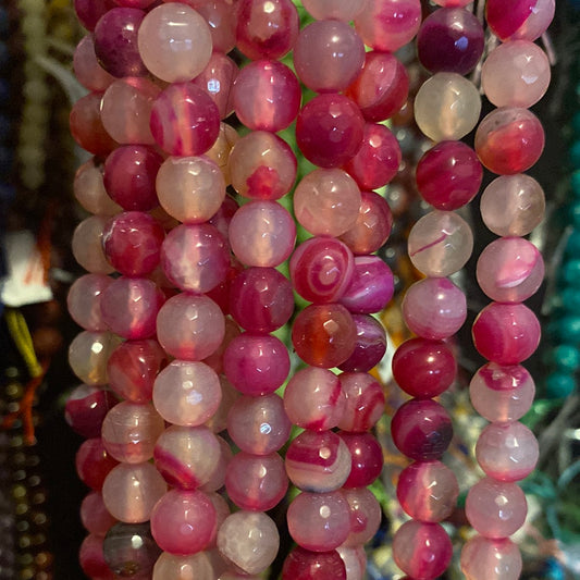 Dyed Agate(pink) Crysta Beads