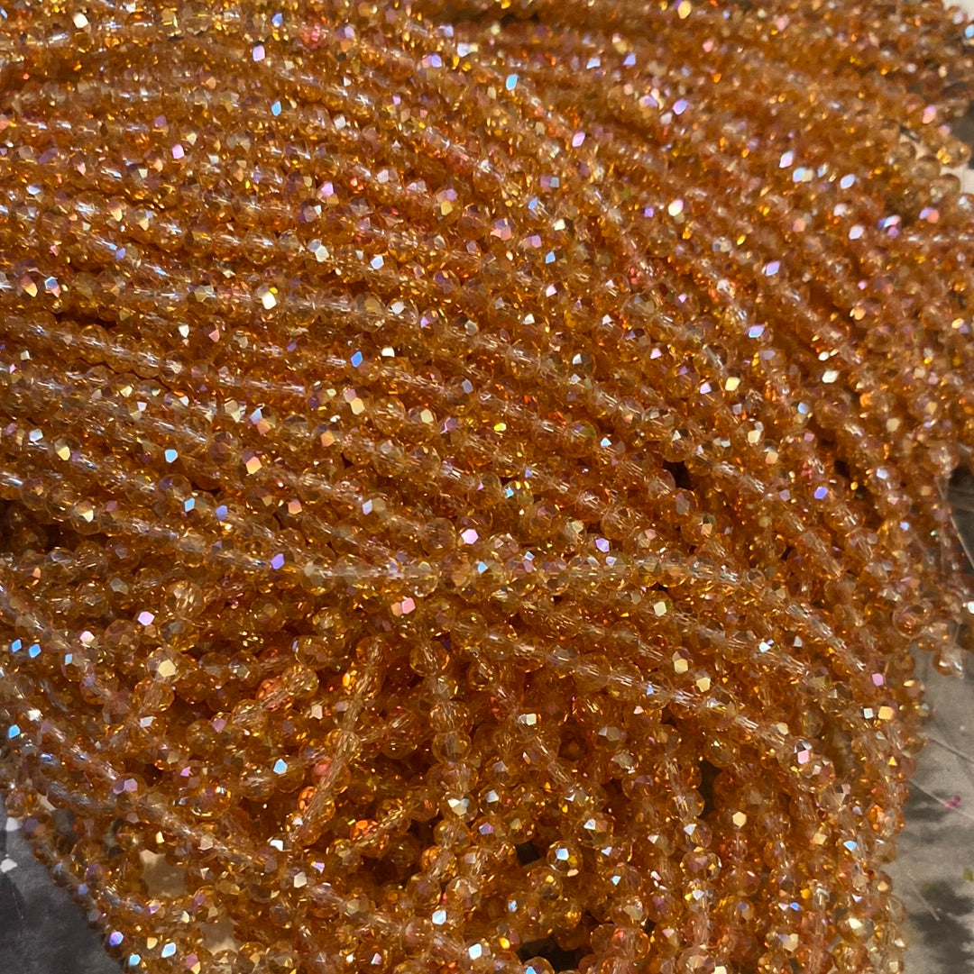 4mm Faceted Rondelle glass beads