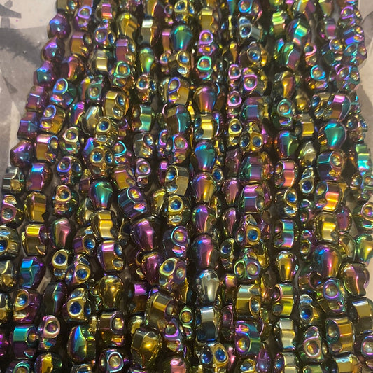 Rainbow hematite skulls
