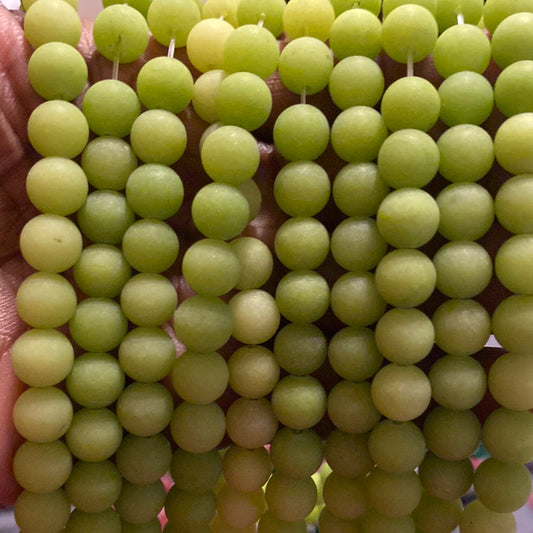 Frosted green jade beads
