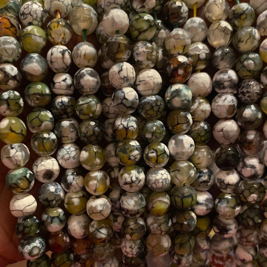 Green white fire agate beads