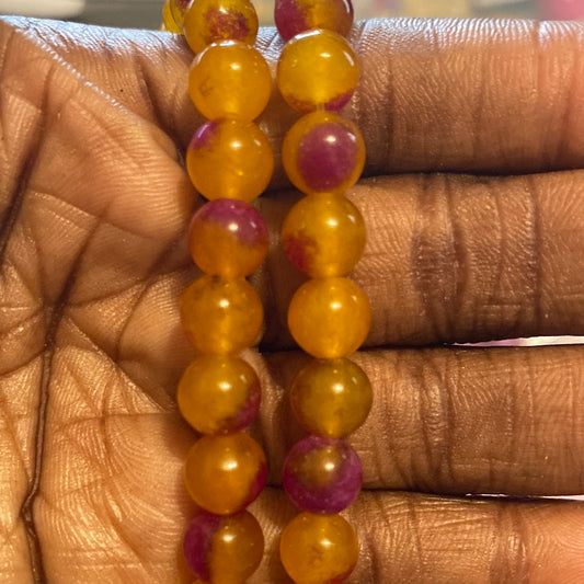 Yellow purple jade beads
