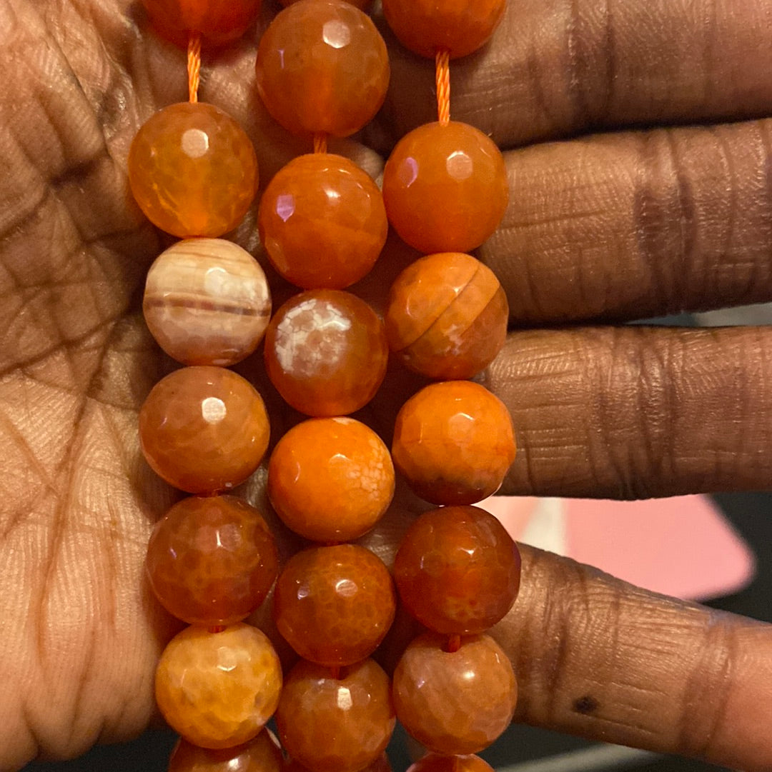 Orange fire, agate beads