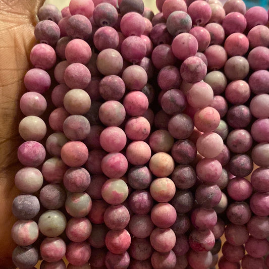 Jade pink frosted beads