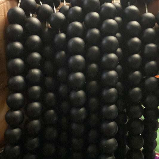 Agate Black matte beads