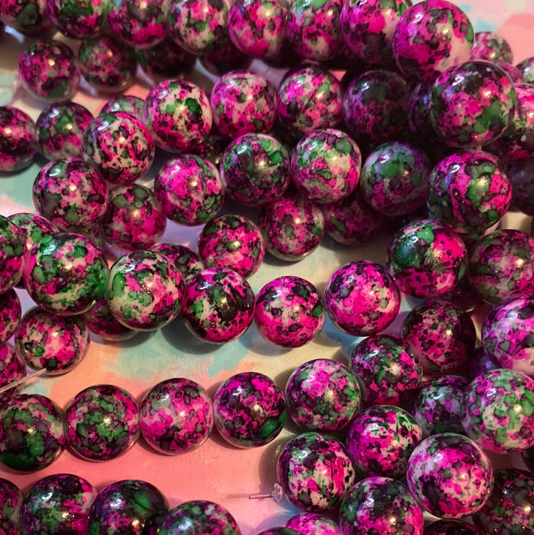Pink green glass