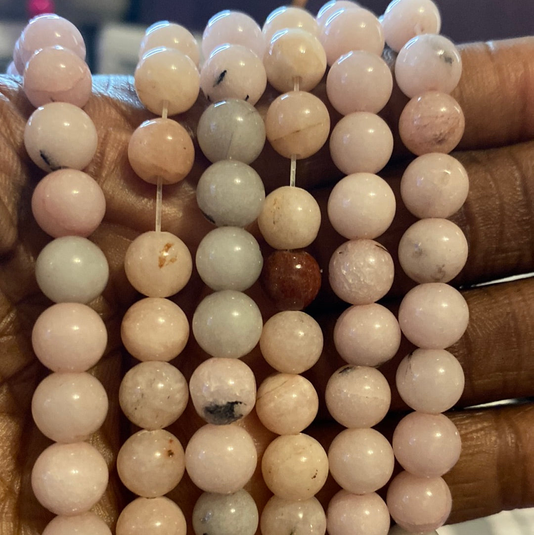 Light Pink spots jade beads