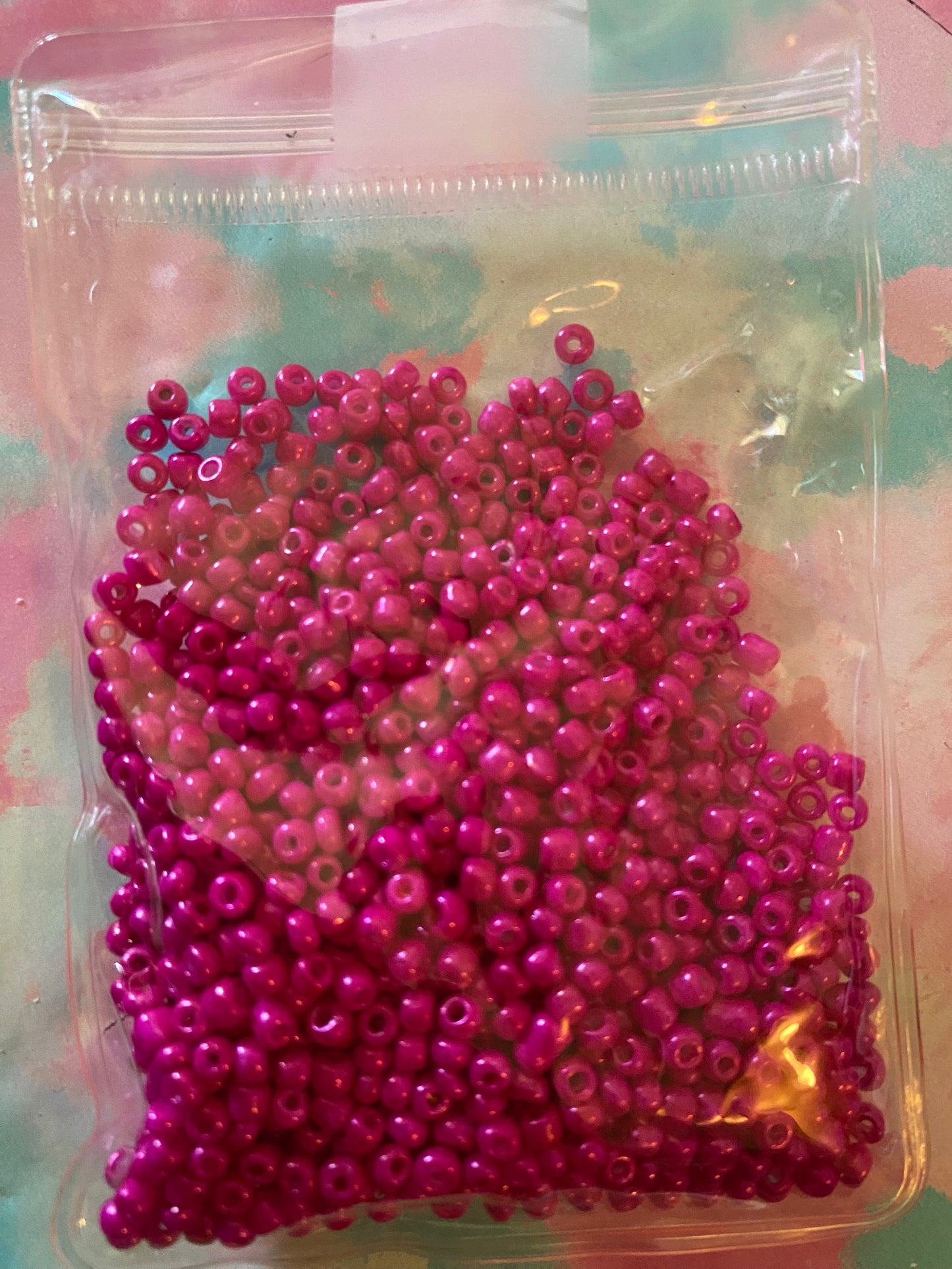 Hot pink seed beads