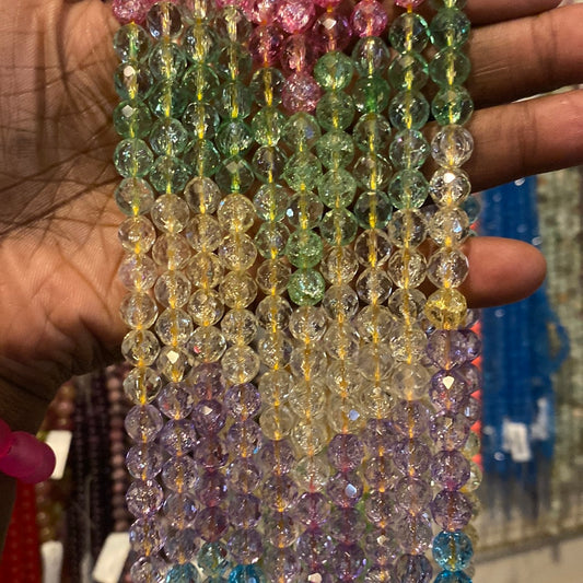 Regular glass, rainbow beads