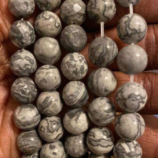 Black in white stone beads