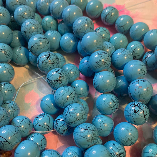Big blue blacklines beads