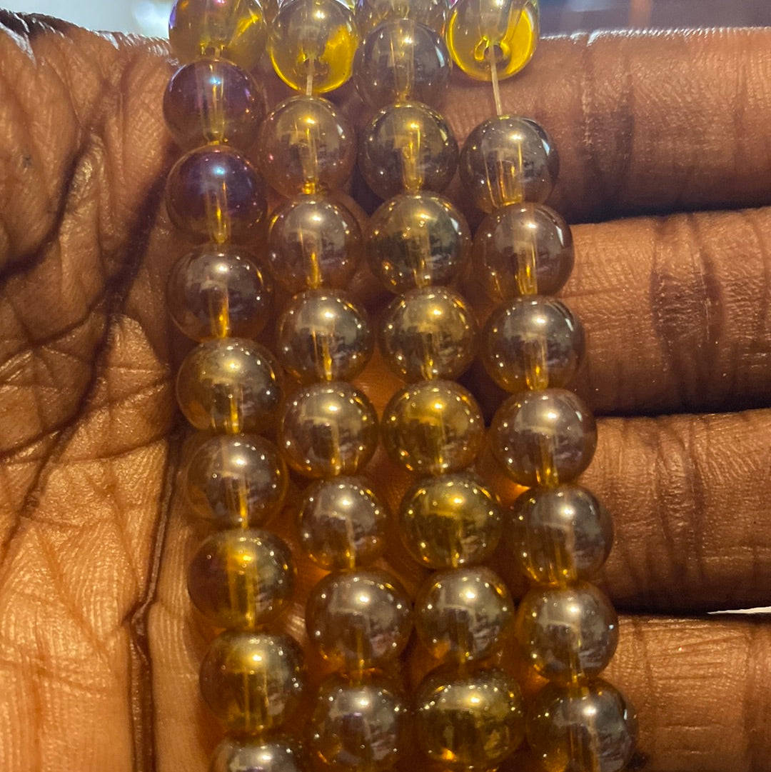 Glass shinny yellow beads