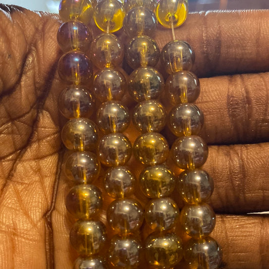 Glass shinny yellow beads