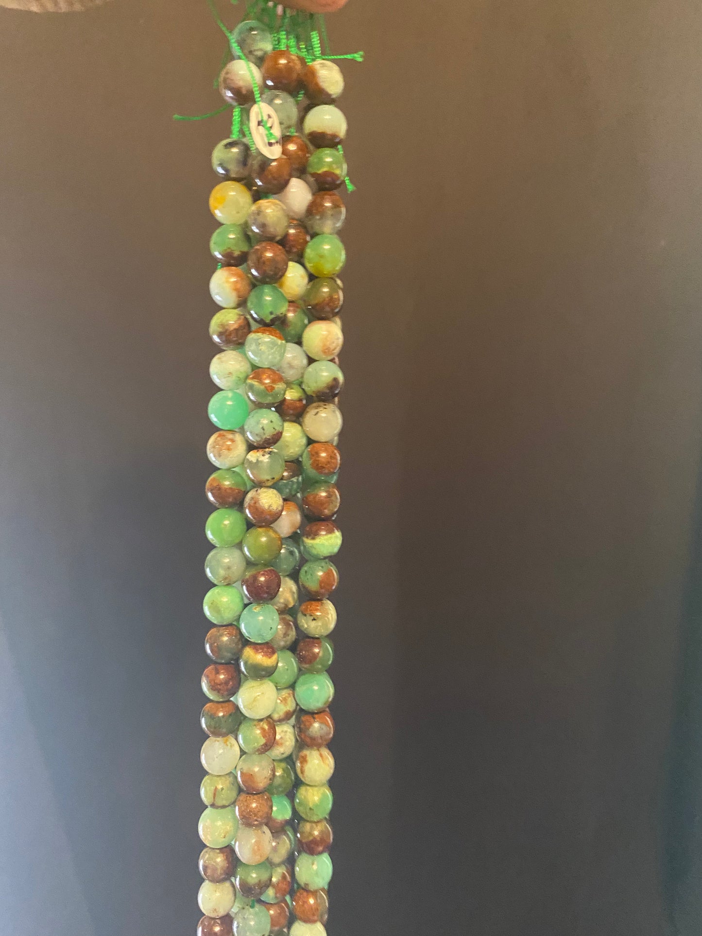 green chaledony beads