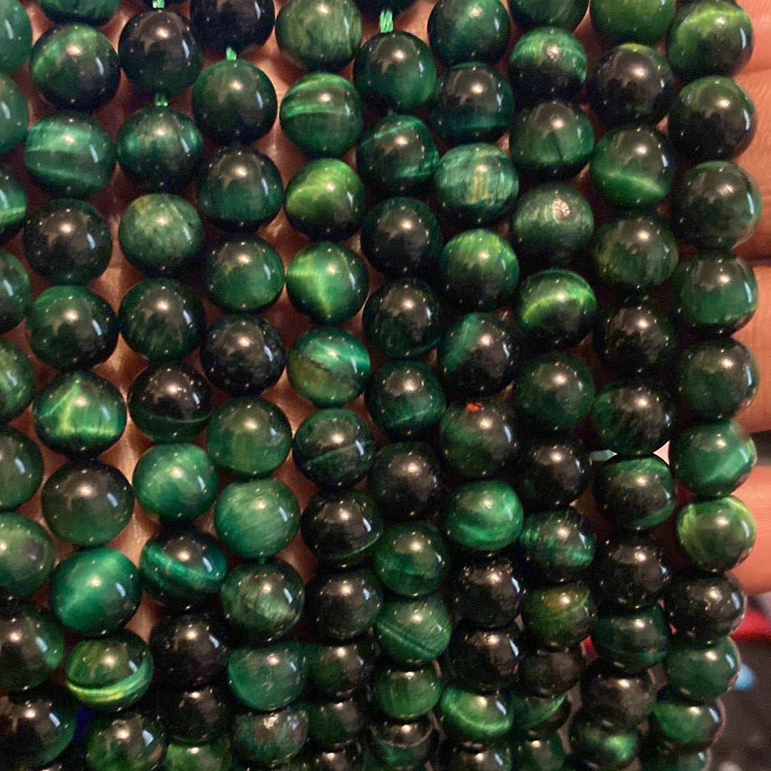 Dark green tiger eye beads