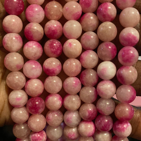 dark, pink, and white Jade beads