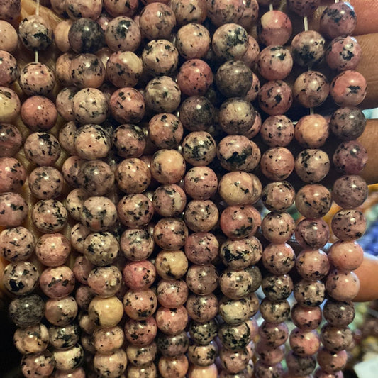 pink marble Rhodonite beads