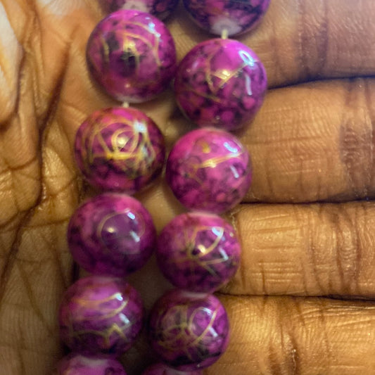 Glass Purple gold beads