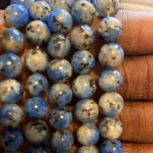 Jade blue and white spots beads