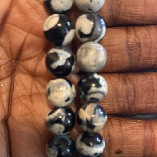 Zebra marble beads