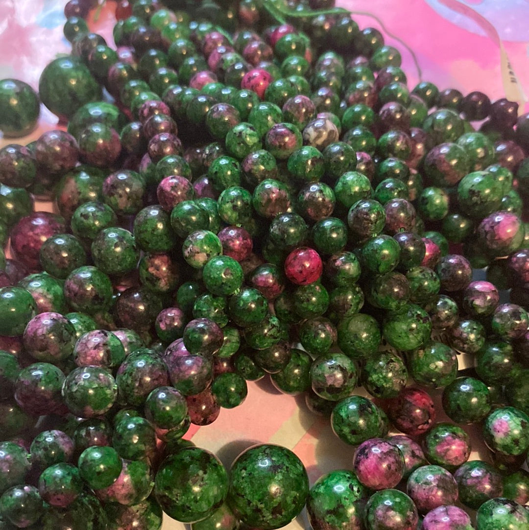 Green jade off shape beads