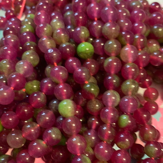 Dark pink green jade 8mm