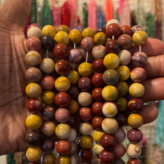 Dark Brown Mookaite crystal beads