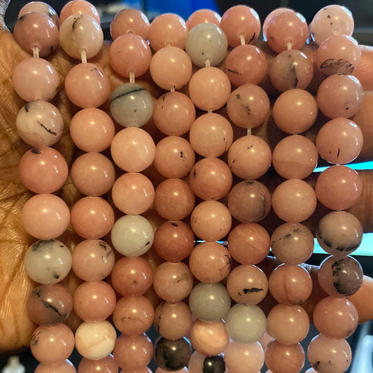 Pink black jade beads