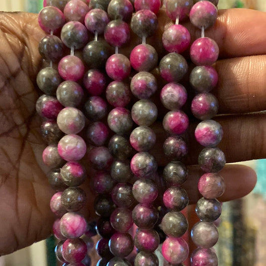 Natural African Pink Rhodonite Round Beads Gemstone