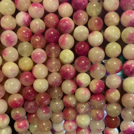 Pink yellow jade beads